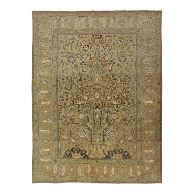 Antique Tehran Wool & Silk Rug by Rug & Kilim, Gold Tree of Life, 1900-1919 For Sale