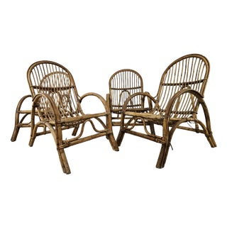 Vintage Wicker Armchairs, 1970, Set of 4 For Sale