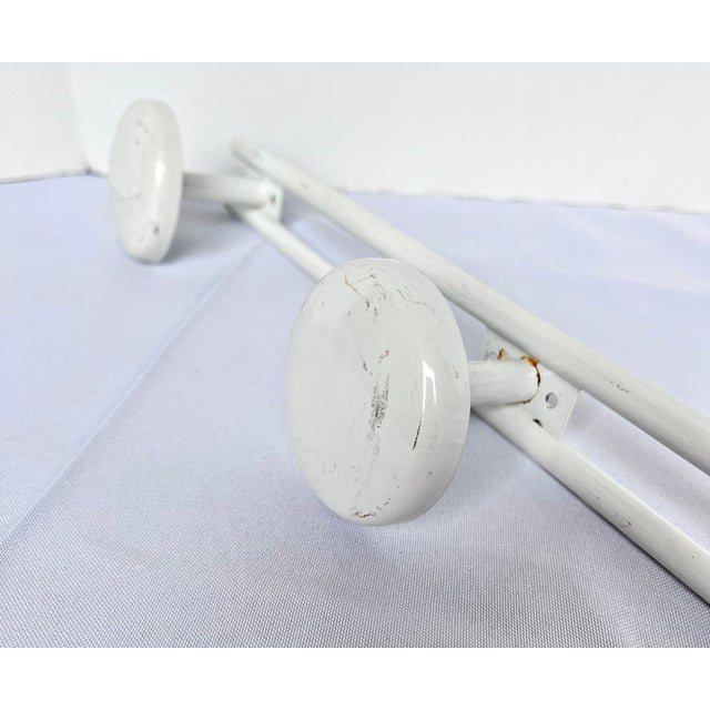 Mid 20th Century French White Enamel Four Peg Coat Rack For Sale - Image 11 of 16