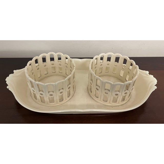 Antique 18th Century French Creamware Cruet Bottle Stand For Sale - Image 9 of 13