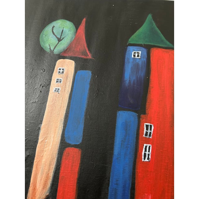 “Whimsical City” is an original acrylic-on-canvas painting by artist RacquelJ, created in 2026. A playful contemporary...