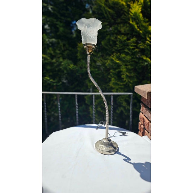 Art deco, lamp or wall lamp, movable, brass, chrome, dimensions: height: 40 cm, base diameter: 13.5 cm, lampshade...
