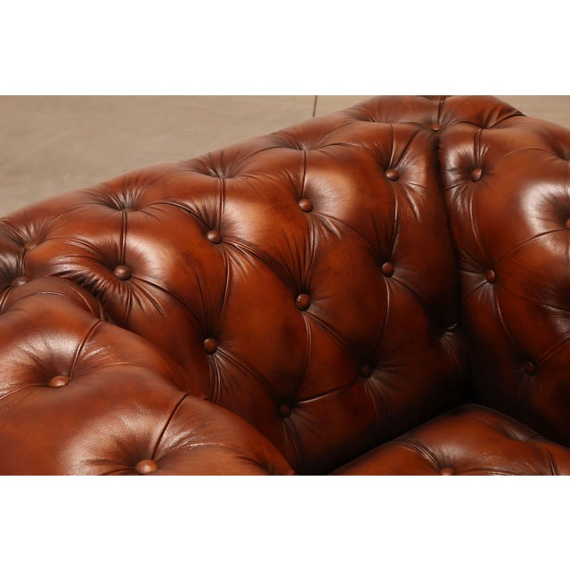 Chesterfield Style Tufted Brown Leather Club Chair For Sale - Image 4 of 16