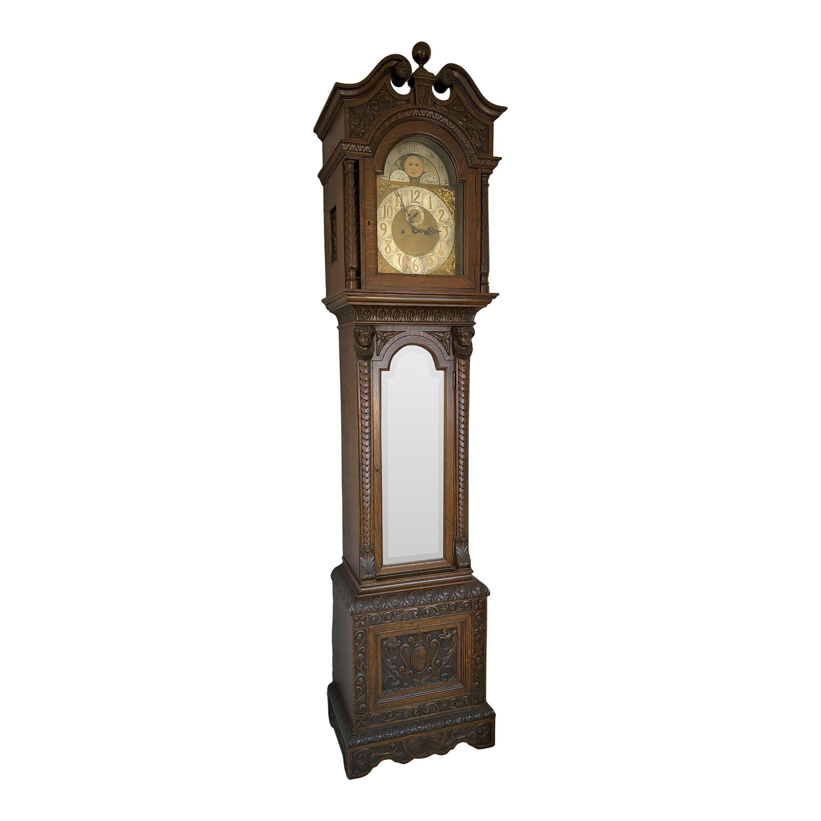 Gorgeous R. J. Horner 19th Century Oak Hall Clock | Chairish