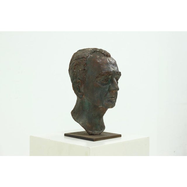 Metal Vintage Sculpted Clay Bust, 1970s For Sale - Image 7 of 8