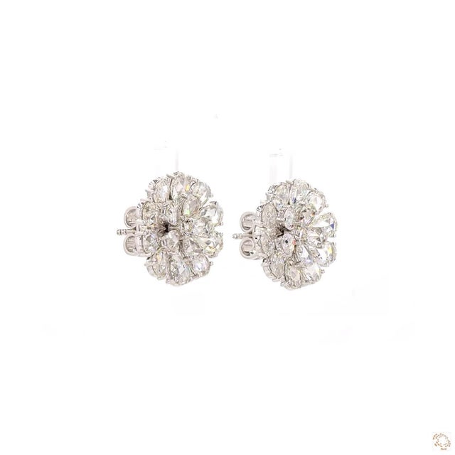 5.74 Carat Rose Cut Diamond Gold Earrings, Pair For Sale - Image 9 of 9