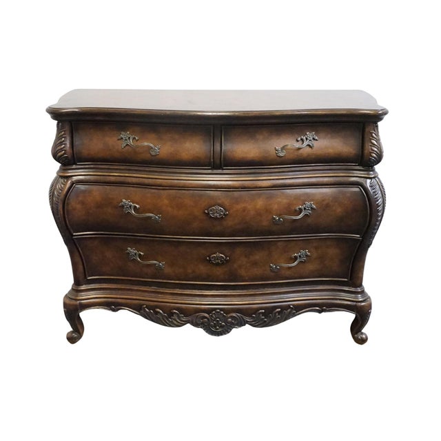 Baroque Powell Furniture Burnished French Baroque Inspired Contemporary 50" Bombe Chest of Drawers For Sale - Image 3 of 12