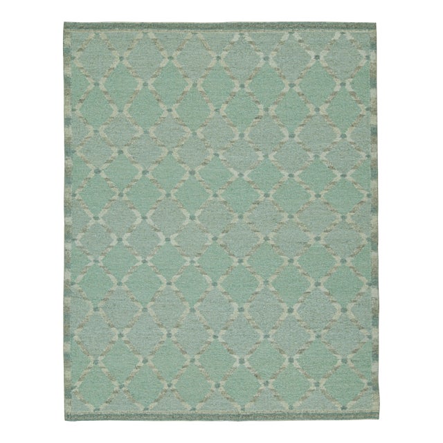 Blue 2010s Rug & Kilim’s Scandinavian Style Kilim in Blue & Gray Geometric Patterns For Sale - Image 8 of 8