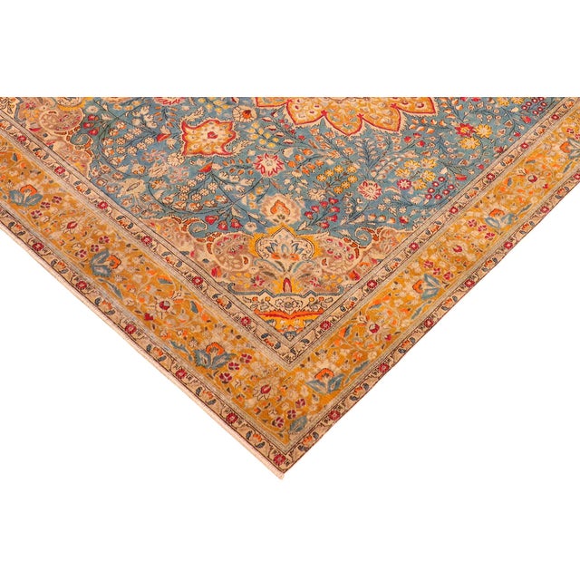 Hand-Painted Wool Rug 9.8x12.4 For Sale - Image 4 of 8