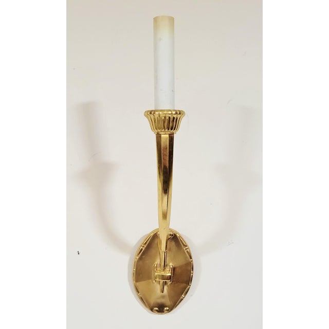 Bronze Pair Modern Designer Made Gilt Bronze Wall Sconces by Karajian For Sale - Image 8 of 10