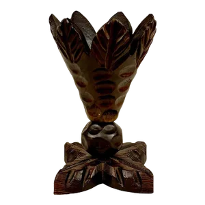 Vintage Spanish Revival Jungle Tiki Carved Wood Compote Vase