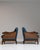 Early 20th Century Pair of Early 20th Century British Navy Blue Edwardian Velvet Upholstered Armchairs with Cane Panels For Sale - Image 5 of 15