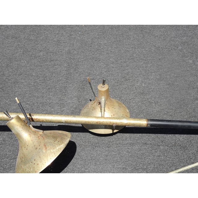 Vintage Mid Century Black Gold Tension Pole Lamp Light For Sale - Image 9 of 17
