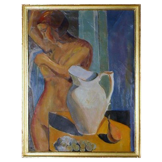 Oil on Board Portrait of Naked Woman, 1930s For Sale