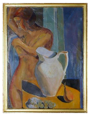 Oil on Board Portrait of Naked Woman, 1930s