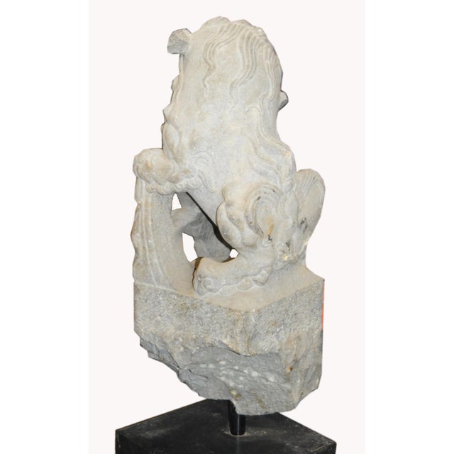 Qing Dynasty Hand-Carved Chinese Foo Dog Temple Decoration, Late 19th Century For Sale In New York - Image 6 of 7