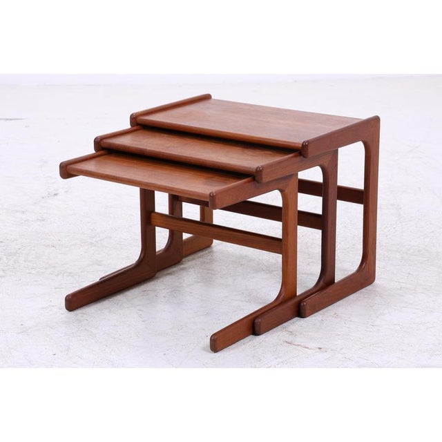 Mid-Century Danish Teak Nesting Tables, Set of 3 For Sale - Image 11 of 12