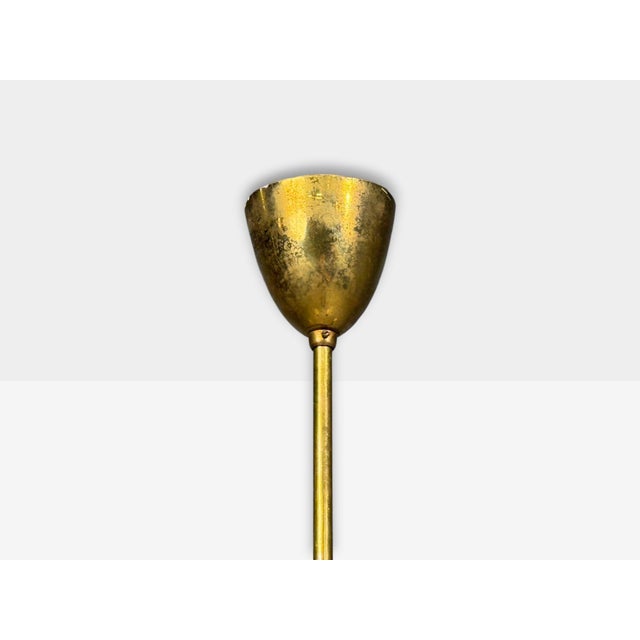 1960s Sputnik Style, Chandelier, Brass, Enameled Metal, Glass For Sale - Image 10 of 10