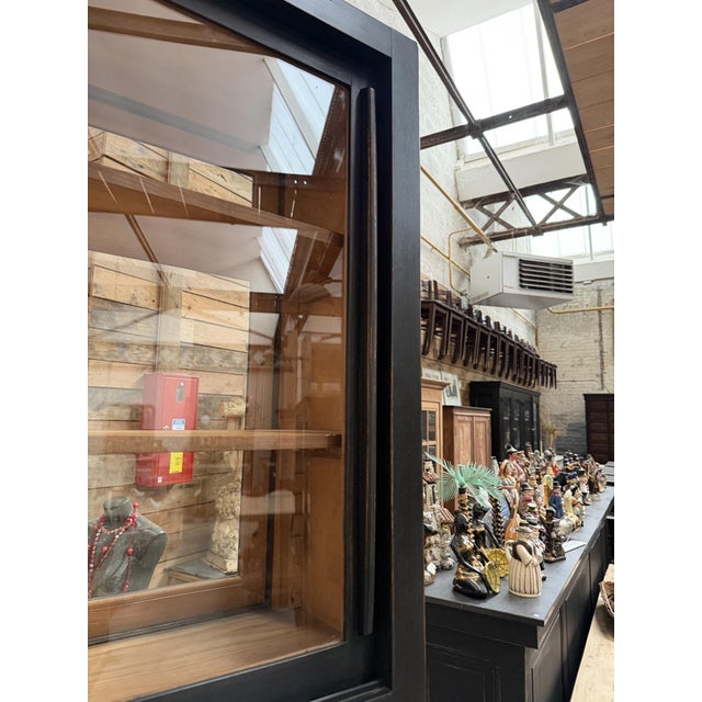 Wood Double-Sided Display Case with a Weathered Finish For Sale - Image 7 of 13