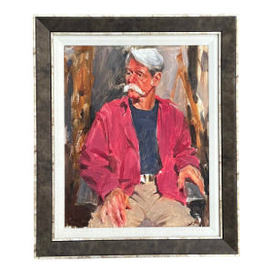 Vintage Boho Original Oil Portrait on Canvas