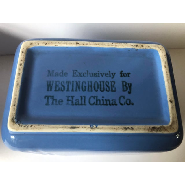 MidCentury Westinghouse Art Deco Blue Delphinium Hall China Company Covered Refrigerator Dishes