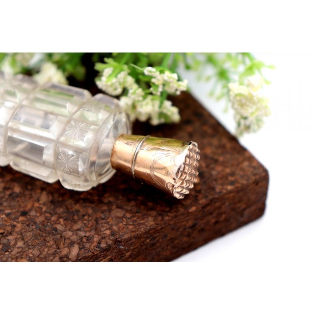 Glass Perfume Bottle with Gold Lid For Sale - Image 3 of 6