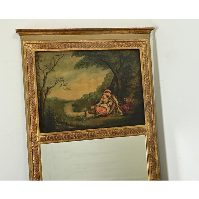 Wood French 19th Century Painted Trumeau Mirror For Sale - Image 7 of 12