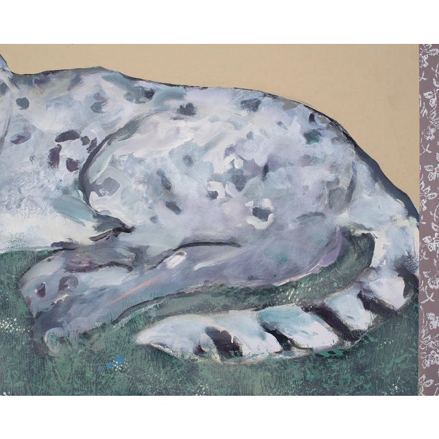 Ira Yeager 20th C. Snow Leopard Oil Canvas Painting 6 Ft For Sale - Image 11 of 18