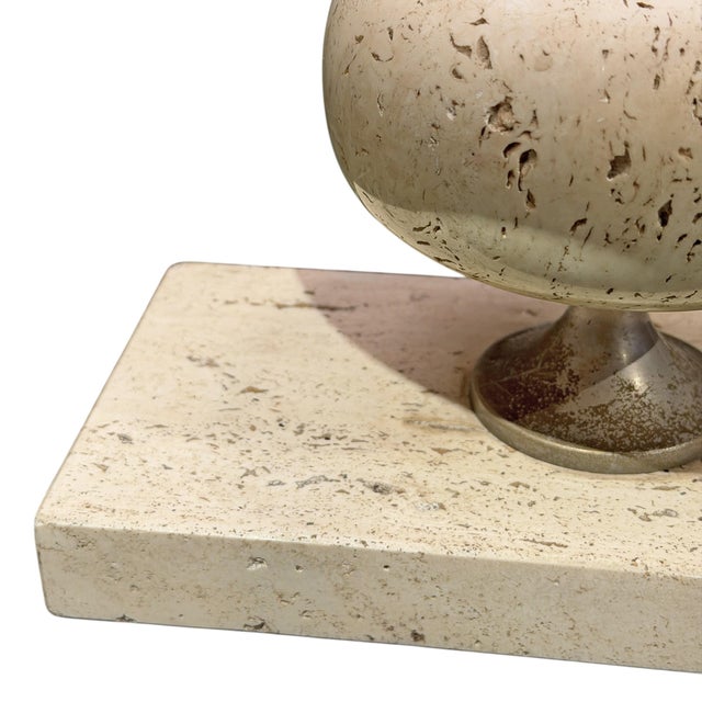 French Art Deco Travertine Table Lamp For Sale - Image 10 of 11