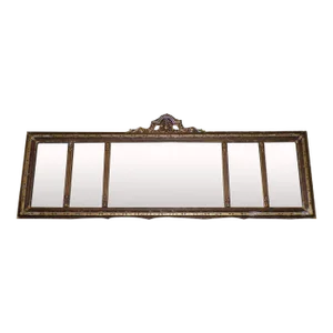 Vintage Art Nouveau Etched Framed Gold Gilt Gesso Buffet Mantle Mirror