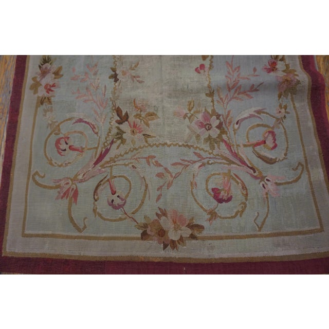 1880s Ivory Floral Medallion Antique French Aubusson Rug 3' X 6'6" Flatweave Wool Carpet For Sale In New York - Image 6 of 15