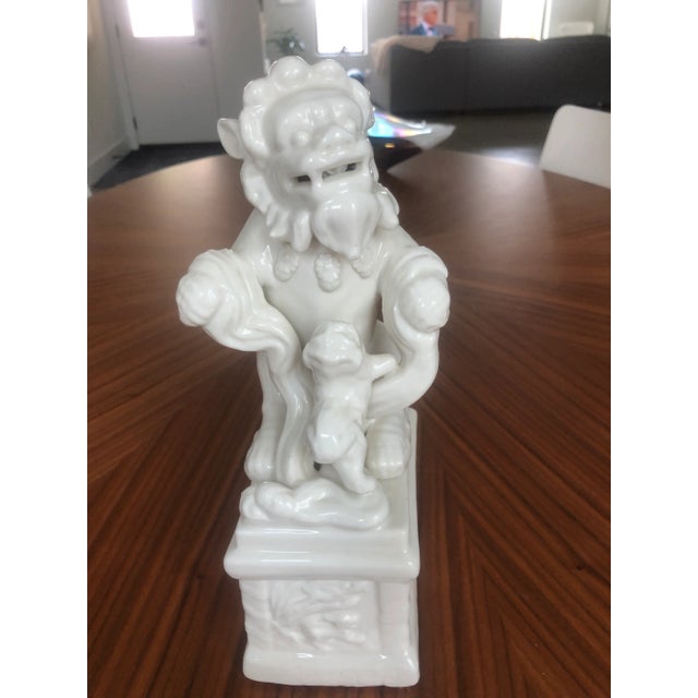 Mid 20th Century Mid-Century Vintage Blanc De Chine Ceramic Foo Dogs-Set of 2 For Sale - Image 5 of 12
