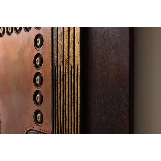 Nerone Ceccarelli, Large Abstract Sculpture: SC3, 1983, Brass, Copper & Wood For Sale - Image 11 of 16