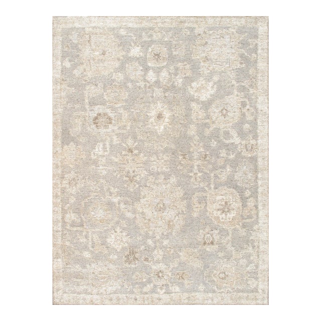 Pasargad Home Oushak Silver Wool Area Rug- 9' 3'' X 12' 7'' For Sale