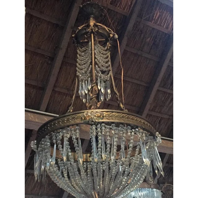 Traditional 1860's French Empire Chandelier in Bronze With Crystal Accents For Sale - Image 3 of 12