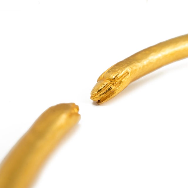 Late 20th Century Vintage Lalaounis Solid 22k Gold Greek Double Snake Hinged Collar Necklace For Sale - Image 5 of 8