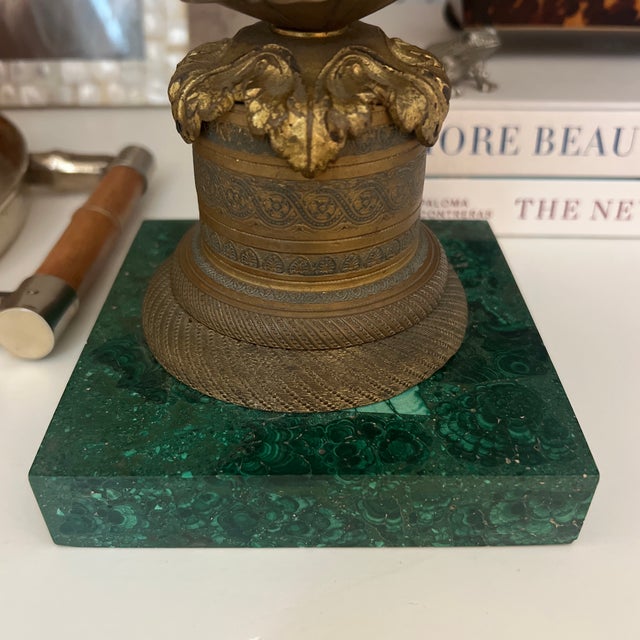 Grand Tour Antique Italian Grand Tour Ostrich Egg Mounted on Malachite Base For Sale - Image 3 of 6