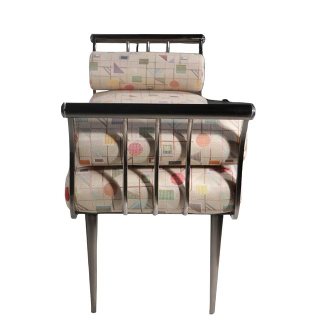 Post Modern Steel and Upholstered Bench by Design Institute America Dia C 1980/1990's For Sale - Image 10 of 12