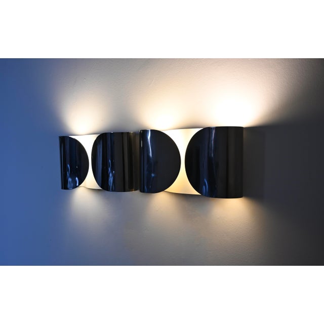 Chrome Foglio Wall Lamps by Tobia and Afra Scarpa for Flos, 1960s, Set of 2 For Sale - Image 6 of 13