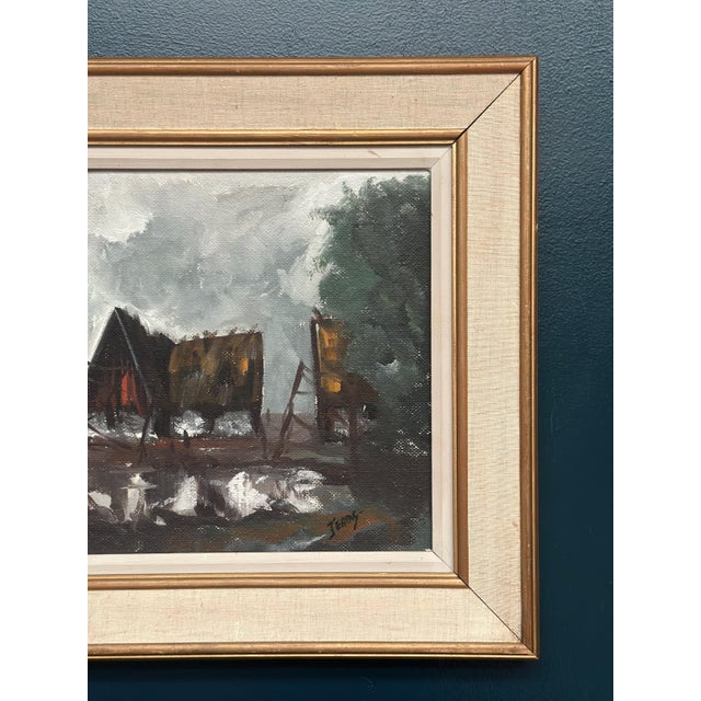 Jeams, Cabin by the Water, 1960s, Oil Painting on Panel, Framed For Sale - Image 7 of 18