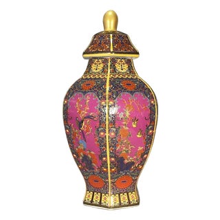 Chinese Pink Ground Painted Enamel Porcelain Vase With Bird & Floral Motif For Sale