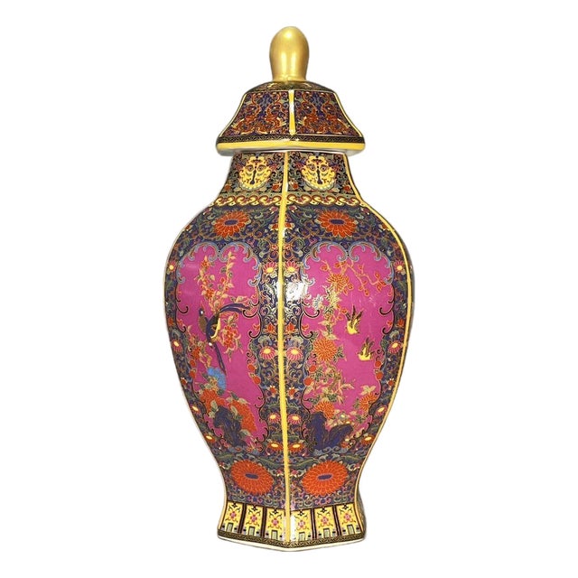 Chinese Pink Ground Painted Enamel Porcelain Vase With Bird & Floral Motif For Sale
