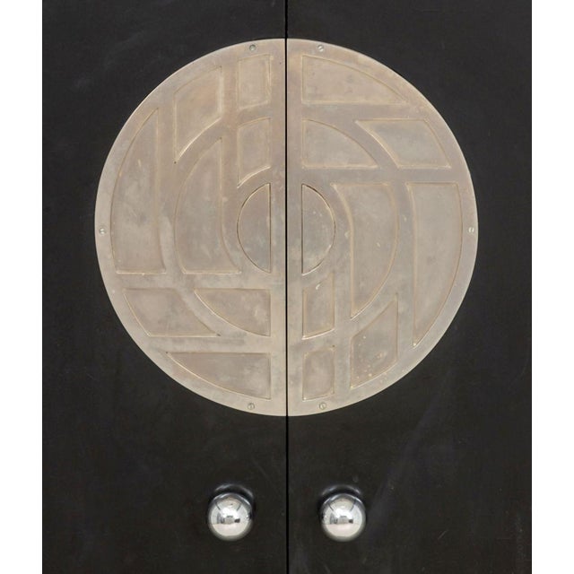 Late 20th Century Art Deco Black Lacquered and Chrome Cabinet For Sale - Image 5 of 8