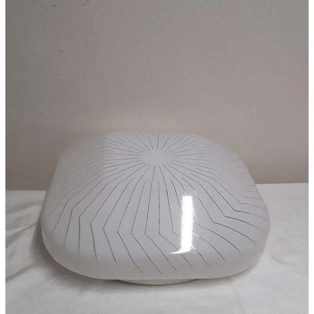 Vintage Ceiling Lamp with White Plastic Mounting and Plastic Screen, 1980s, in Good conditions. Designed 1980 to 1989...