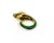 This is an eye catching coiled band ring, it features a snake head ring with green scale like pattern enamel and emerald...