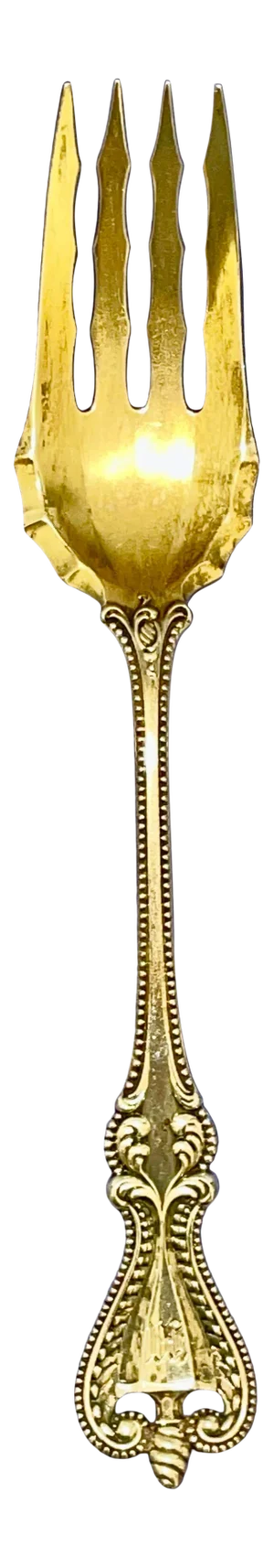 Late 19th Century Old Colonial by Towle Sterling Silver Small Gold Wash Cold Meat Serving Fork