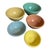 Bauer Pottery Earthenware Kitchen Mixing Bowl Set. Vintage 1950s Five Piece Starburst Pattern, Colorful Pastels.
