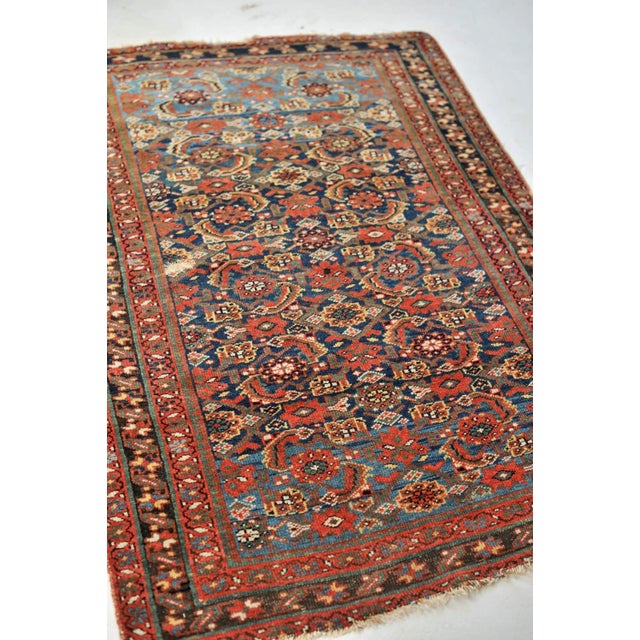 Persian 1930s Navy & Sky Blue Two-Toned Rug, 3.5 x 4.11 For Sale - Image 3 of 11