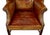 Antique Tan Leather Wing Back Armchair, 1900 For Sale - Image 3 of 12