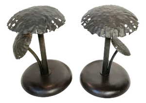 Pair of Mid-Century Italian Bronze Mushroom Lamps